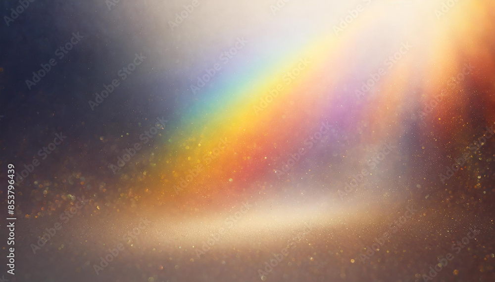 Obraz premium warm rainbow light leaks on white background, lens effect, colorful blurred cinematic texture with dust