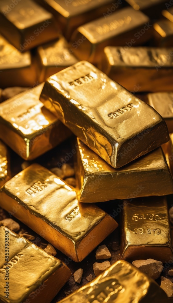 A close-up shot of shining gold bars, highlighting their pristine condition and inherent value A close-up shot of shining gold bars, highlighting their pristine condition and inherent value