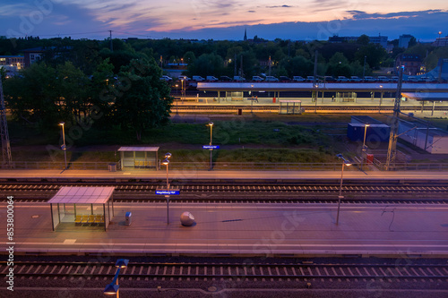 Obraz na płótnie Magdeburg, Germany - May 05, 2024: View of an empty Magdeburg Main Station at a summer evening. w salonie