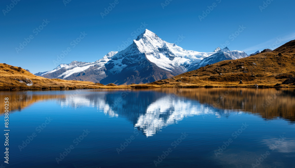 Obraz premium A mountain range with a large mountain in the background