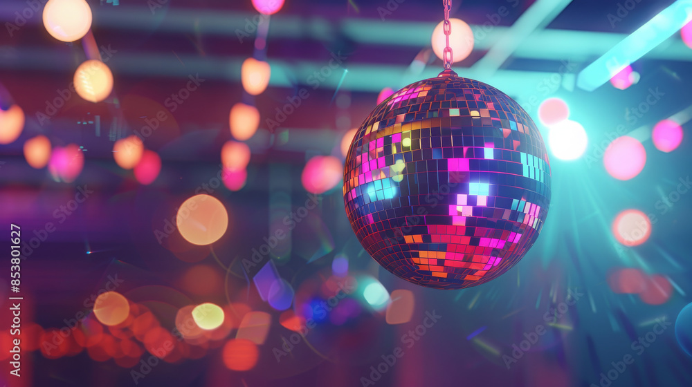 A sparkling disco ball surrounded by colorful lights in a lively party setting, evoking a sense of joy and celebration. A sparkling disco ball surrounded by colorful lights in a lively party setting, evoking a sense of joy and celebration.