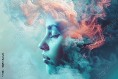 A woman's face is shown with smoke surrounding her © Hanna