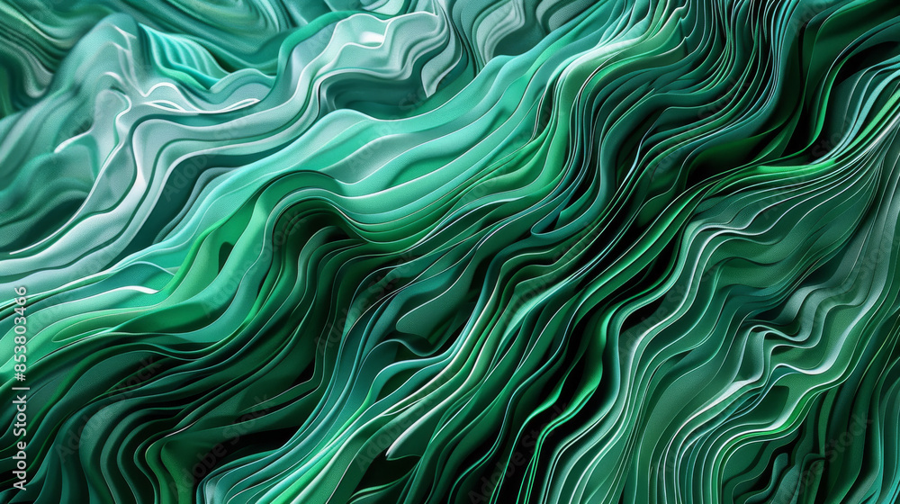Obraz premium Vibrant green waves flow with a silky, abstract elegance.