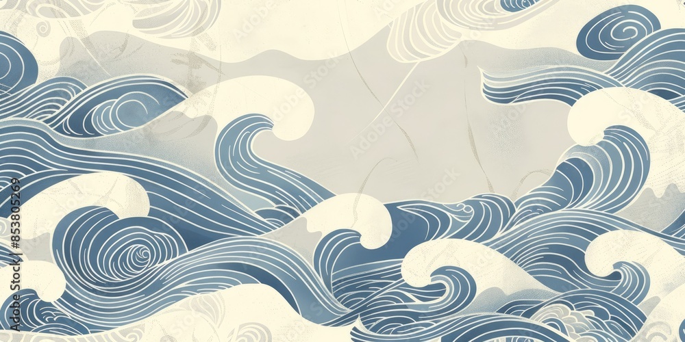 Fototapeta premium Geometric Wave Design with Clouds
