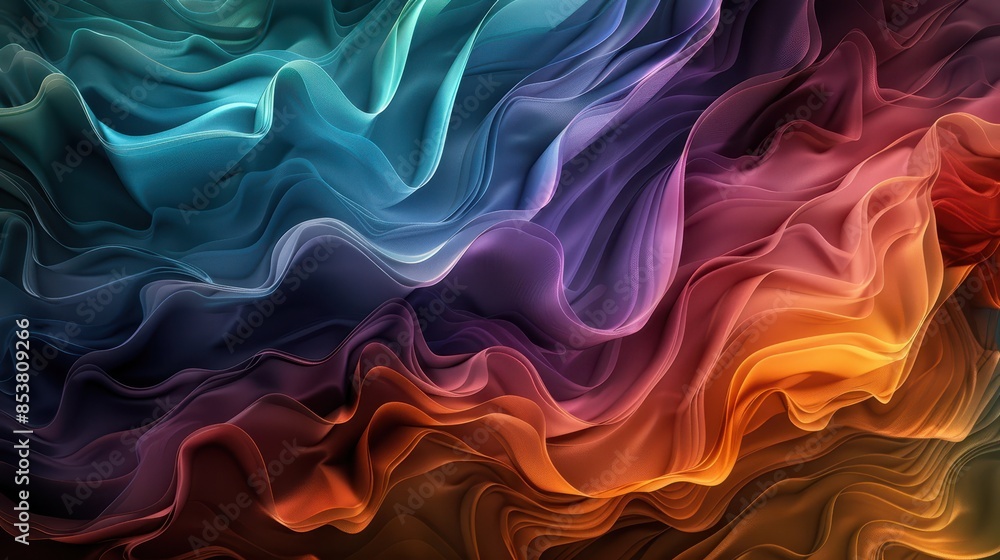 Obraz premium Abstract image with vibrant colors creating a beautiful wavy texture, capturing the essence of creativity and dynamic movement.