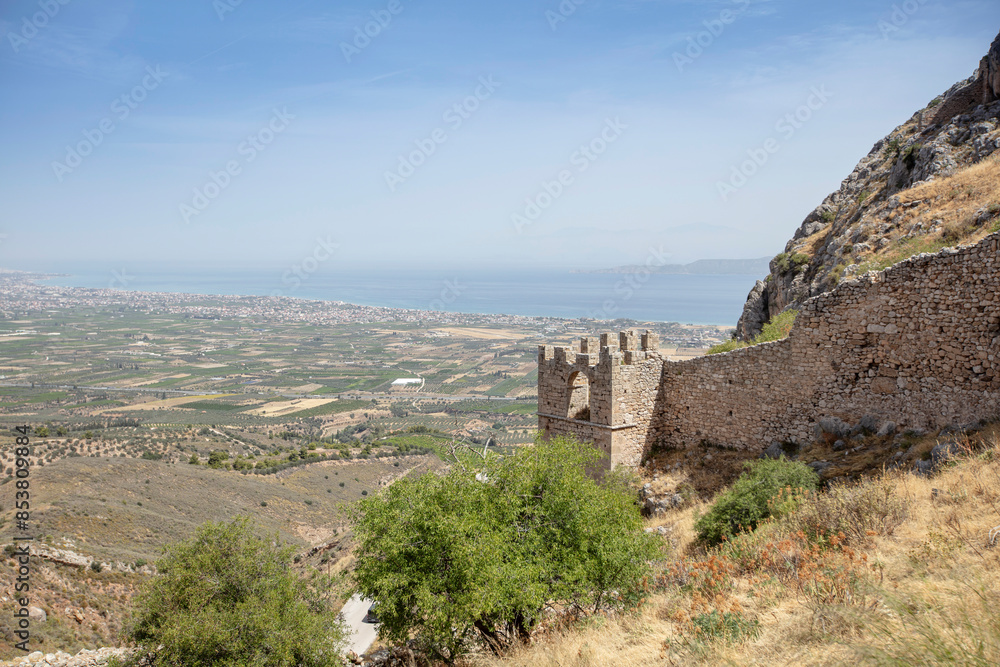Acrocorinth fortress, Upper Corinth, the acropolis of ancient Corinth Peloponnese, Greece