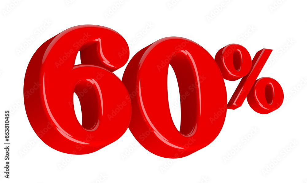 60 Percent Red Number 3D 60 Percent Red Number 3D