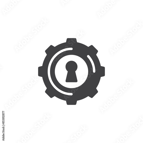 Gear with a keyhole vector icon