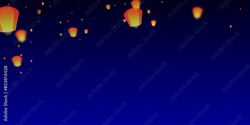 Sky lanterns floating in the night sky. Sky lanterns floating in the night sky.