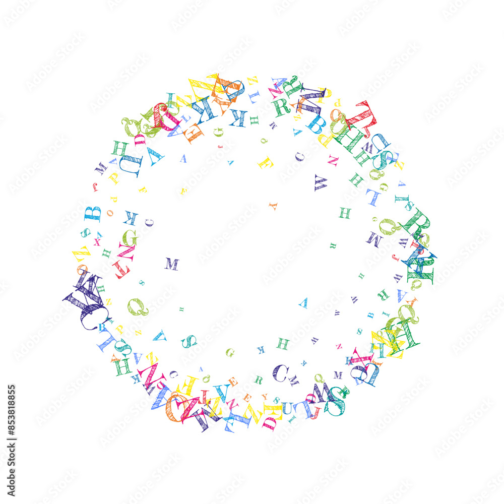 Fototapeta premium Scattered letters of latin alphabet. Colorful