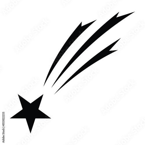 Shooting star icon. Falling meteorite or comet. Comet tail or star trail vector illustration isolated on white background