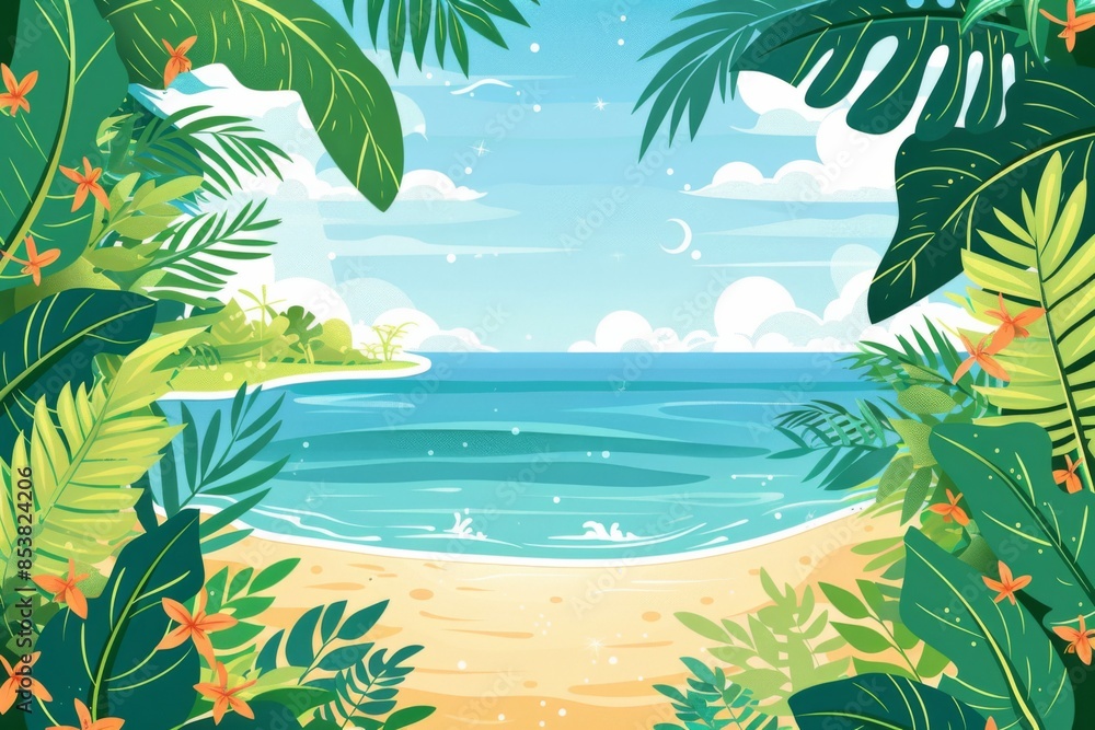 Fototapeta premium Summer Background illustration created with Generative AI