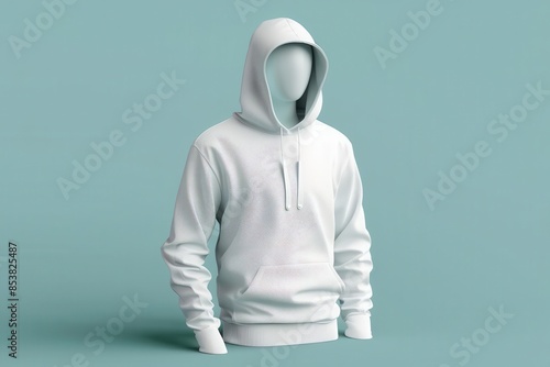 blank white hoodie mockup on invisible mannequin 3d rendering