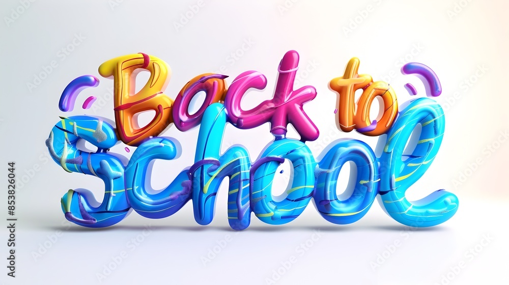 Playful Swirling Colorful Font on White Background with Back to School Text Playful Swirling Colorful Font on White Background with Back to School Text