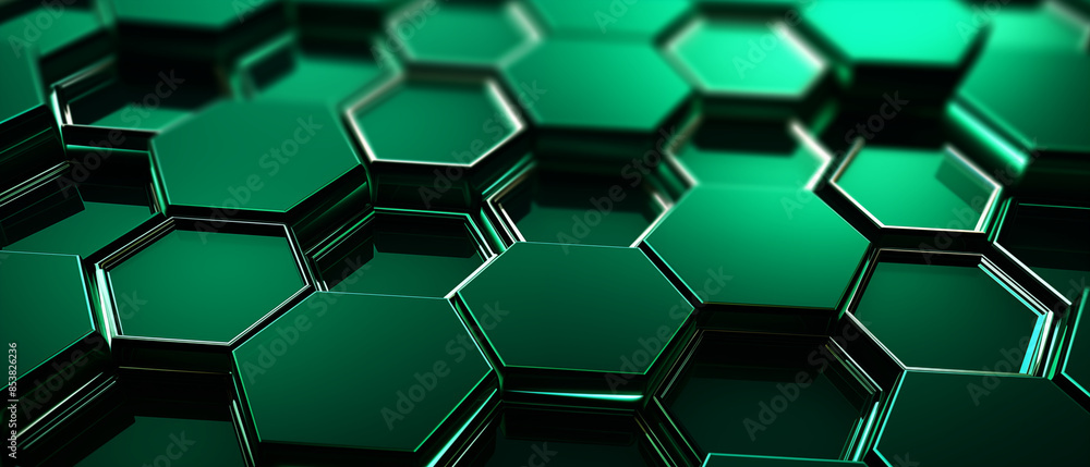 Glossy Metallic Hexagonal Tiles Green Pattern Glossy Metallic Hexagonal Tiles Green Pattern