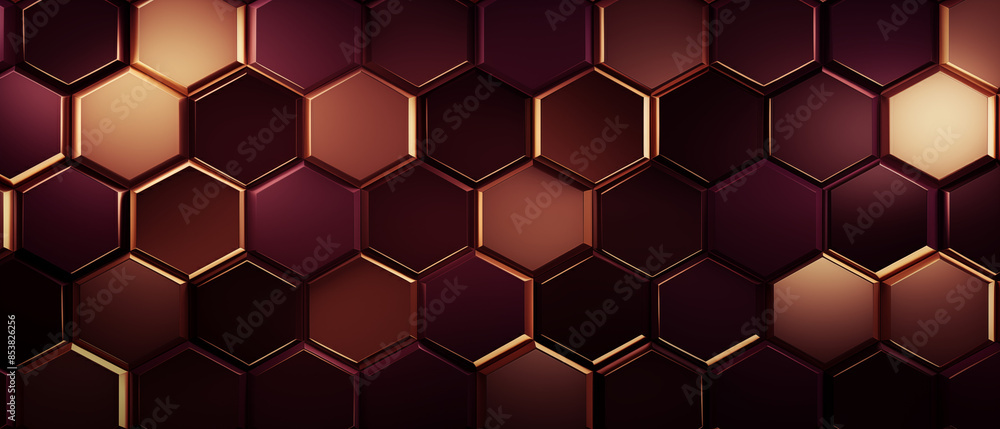 Glossy Metallic Hexagonal Tiles Bronze Pattern Glossy Metallic Hexagonal Tiles Bronze Pattern