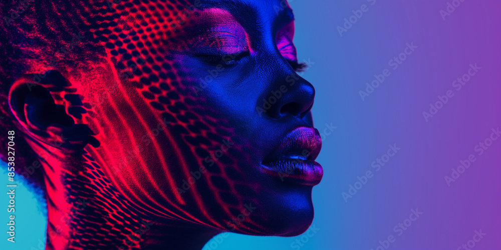 Beautiful black woman with neon lights Beautiful black woman with neon lights