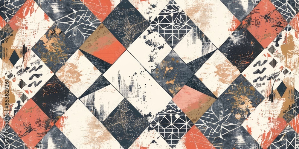 Abstract Patchwork of Triangle Patterns Abstract Patchwork of Triangle Patterns