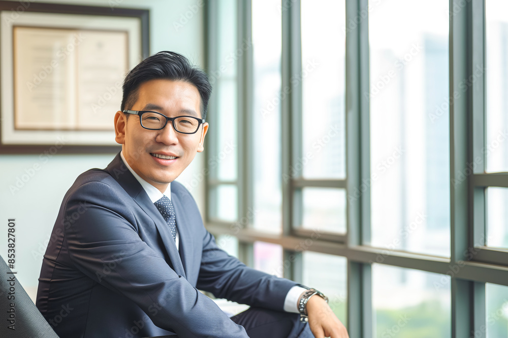 Portrait of asian smiling businessman indoor Portrait of asian smiling businessman indoor