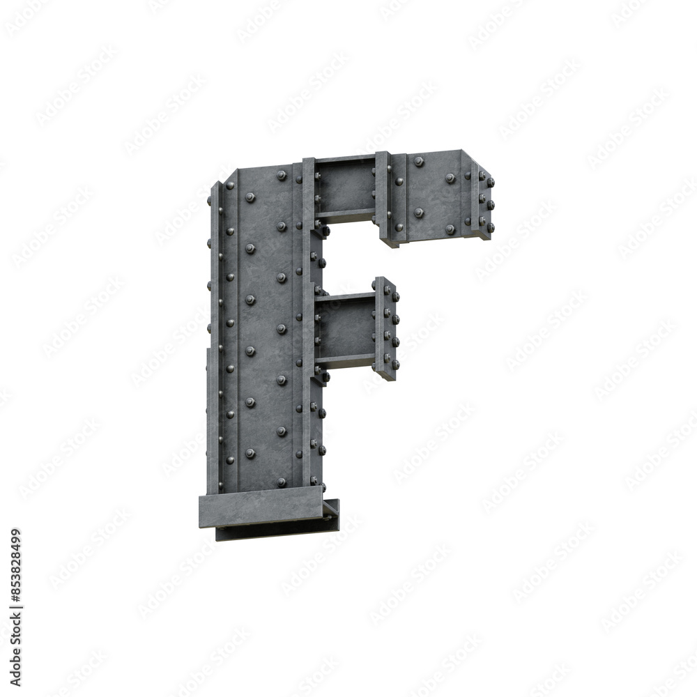 Naklejka premium Vintage Steel Construction 3D Alphabet PNG Letters 