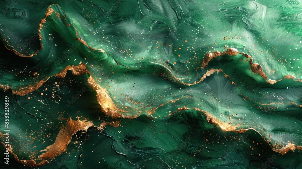 Abstract green and gold fluid art with dynamic swirling patterns, ideal for luxurious designs, creative projects, and contemporary decor Abstract green and gold fluid art with dynamic swirling patterns, ideal for luxurious designs, creative projects, and contemporary decor