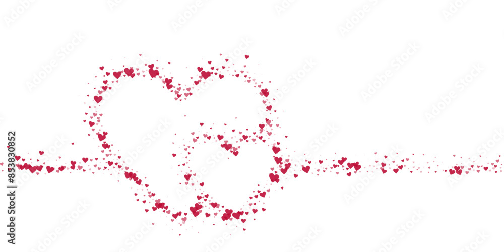 Obraz premium Red hearts scattered on white background.