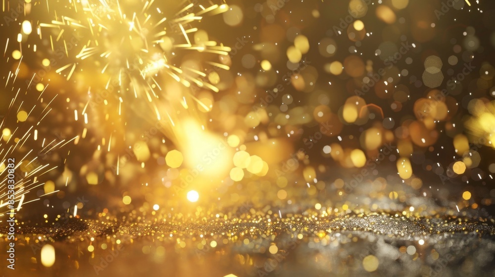 Glittering Gold Sparkles with Bokeh Effects, Generative AI Glittering Gold Sparkles with Bokeh Effects, Generative AI