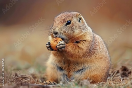 adorable prairie dog enjoying a snack wildlife closeup animal photography © furyon