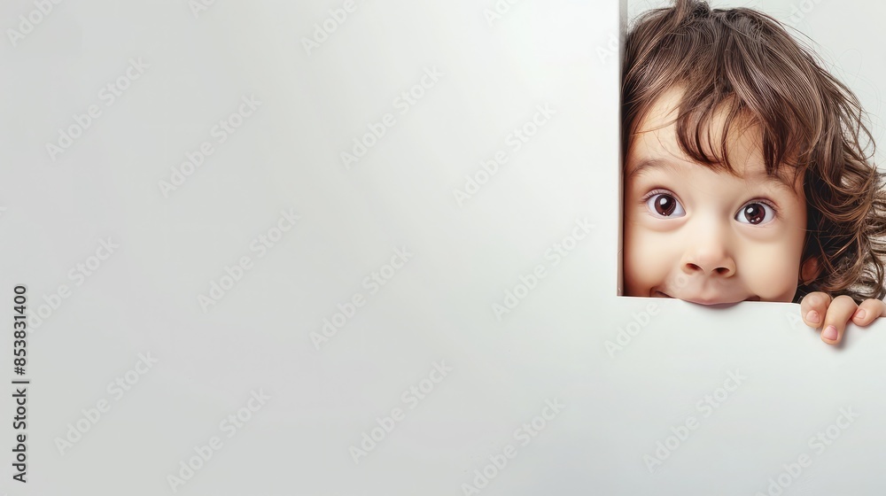 Curious Child Peeking Through Small Opening