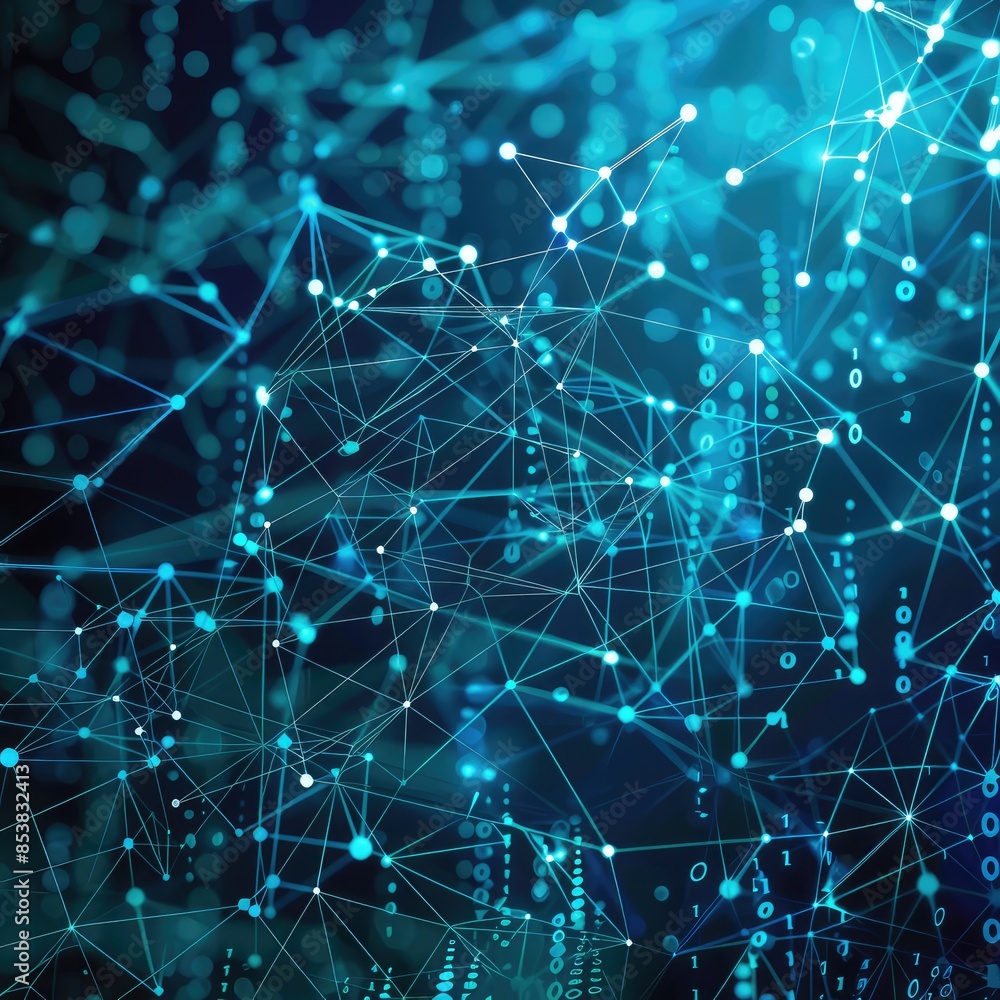 Futuristic Digital Network Connections and Binary Futuristic Digital Network Connections and Binary