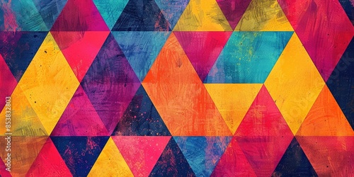 Colorful Triangular Pattern with Grunge Texture