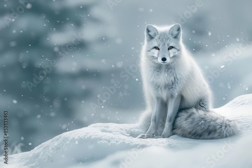 arctic white fox in snowy landscape ai generated wildlife portrait