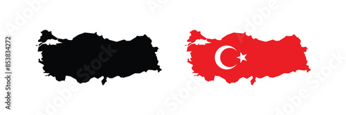 Vector Turkey Map. Map of Turkey with National Flag.

