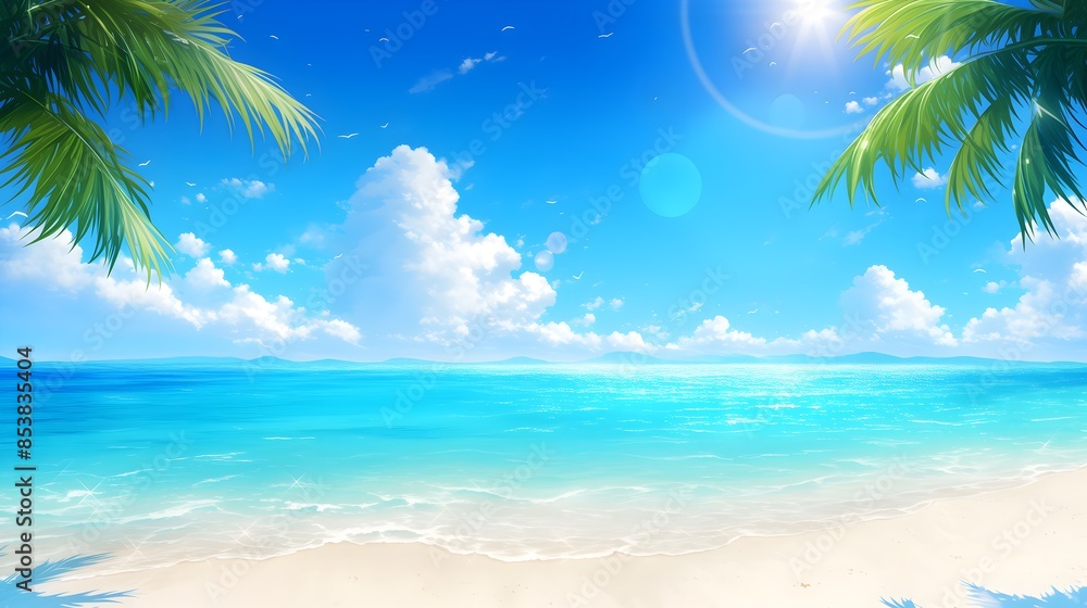 Summer Beach Japanese Anime Style Poster Wallpaper Summer Beach Japanese Anime Style Poster Wallpaper