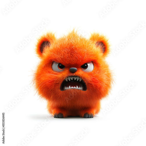 Angry Orange Furry Cartoon Creature With Big Teeth