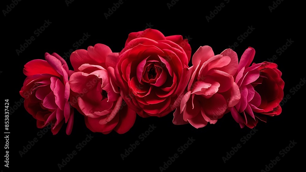 Red flowers on black background Red flowers on black background