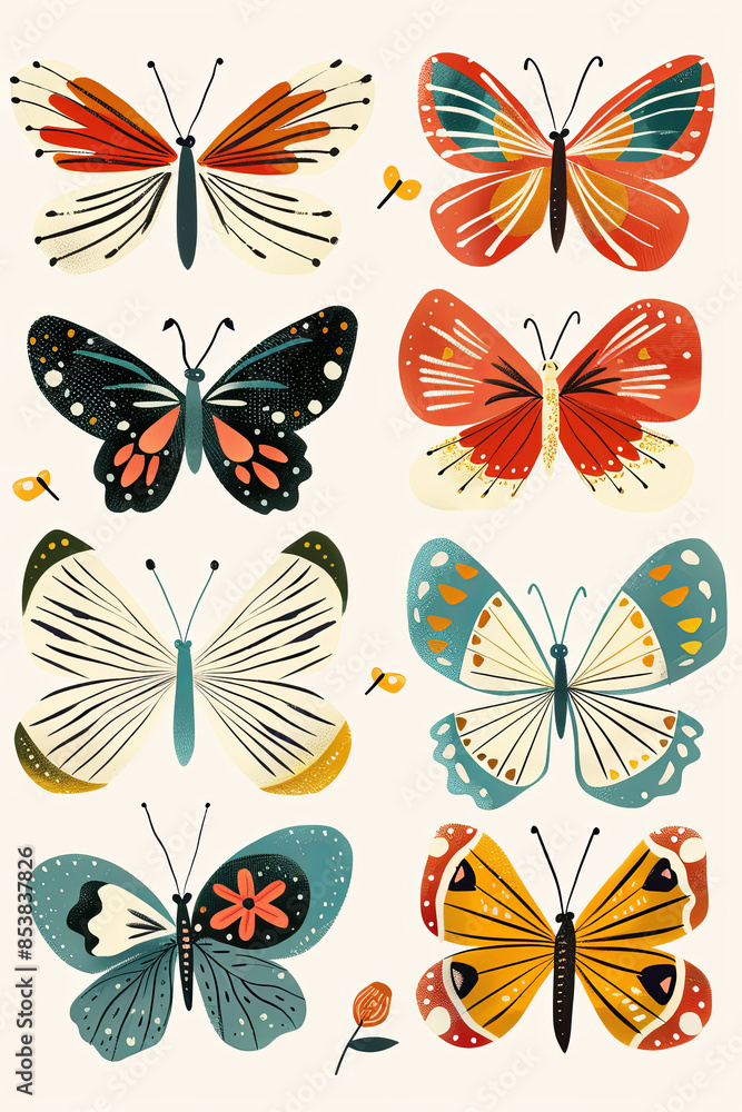 Set of flat design style butterflies Set of flat design style butterflies