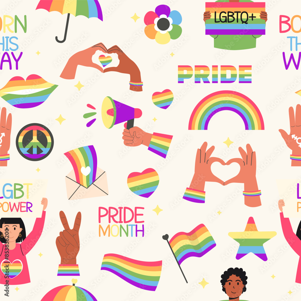 Seamless pattern lgbt elements pride month day Seamless pattern lgbt elements pride month day