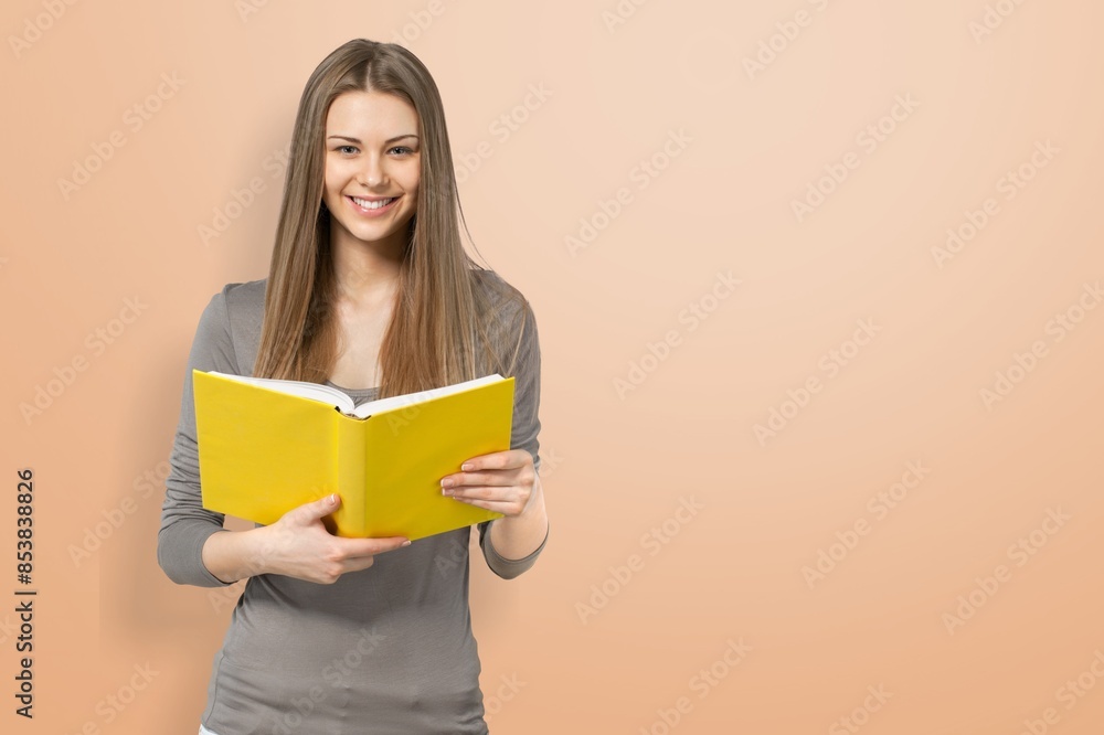Photo of charming lady enjoying book Photo of charming lady enjoying book