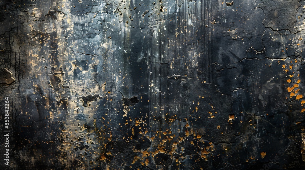 Obraz premium Close-up of black and yellow paint on metal