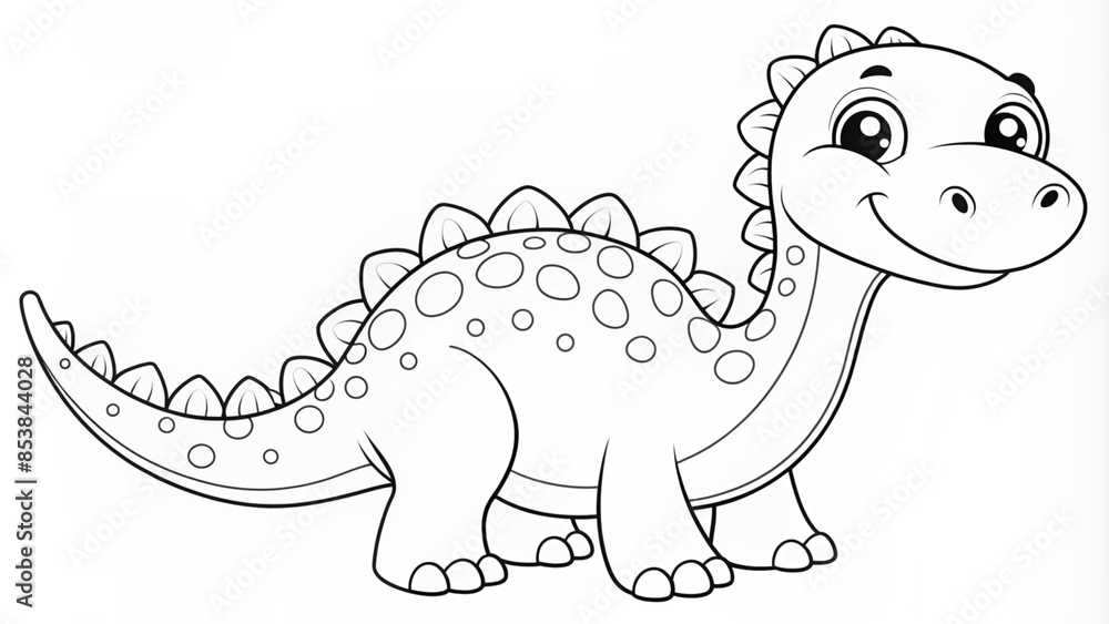 Fototapeta premium Line Drawing of Dinosaur. Coloring Dinosaur. Children's coloring books.