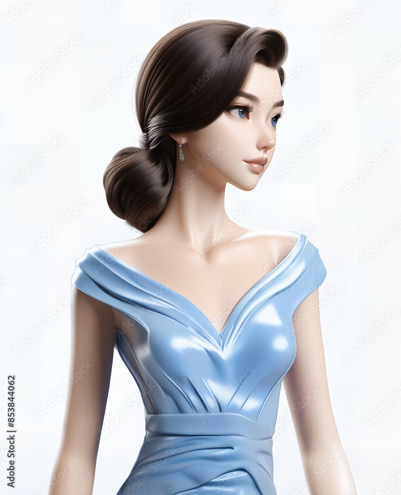 Fototapeta premium 3D 애니 여전사 캐릭터(3D Anime Female Warrior Character)