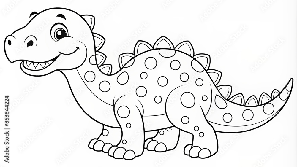 Fototapeta premium Line Drawing of Dinosaur. Coloring Dinosaur. Children's coloring books.