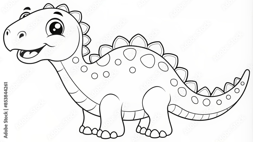 Fototapeta premium Line Drawing of Dinosaur. Coloring Dinosaur. Children's coloring books.
