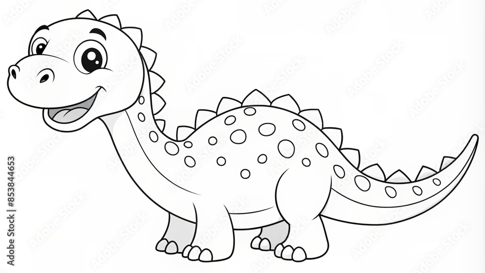 Obraz premium Line Drawing of Dinosaur. Coloring Dinosaur. Children's coloring books.