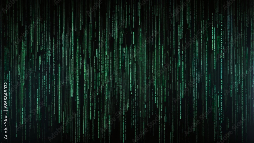 Design an abstract background inspired by the iconic falling code from The Matrix
