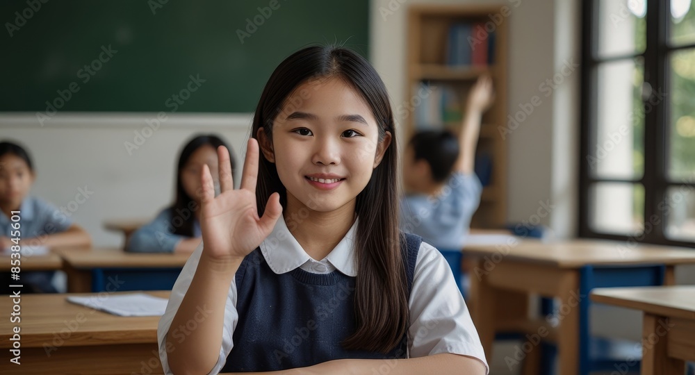 Question Time: Young Girl Raises Hand in Class Question Time: Young Girl Raises Hand in Class