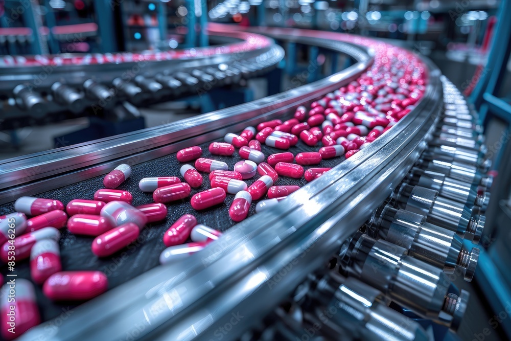 Obraz premium manufacturing devices in pharmaceutical processes professional photography