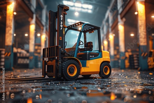 Forklift lifting goods in logistics warehouse professional photography © NikahGeh