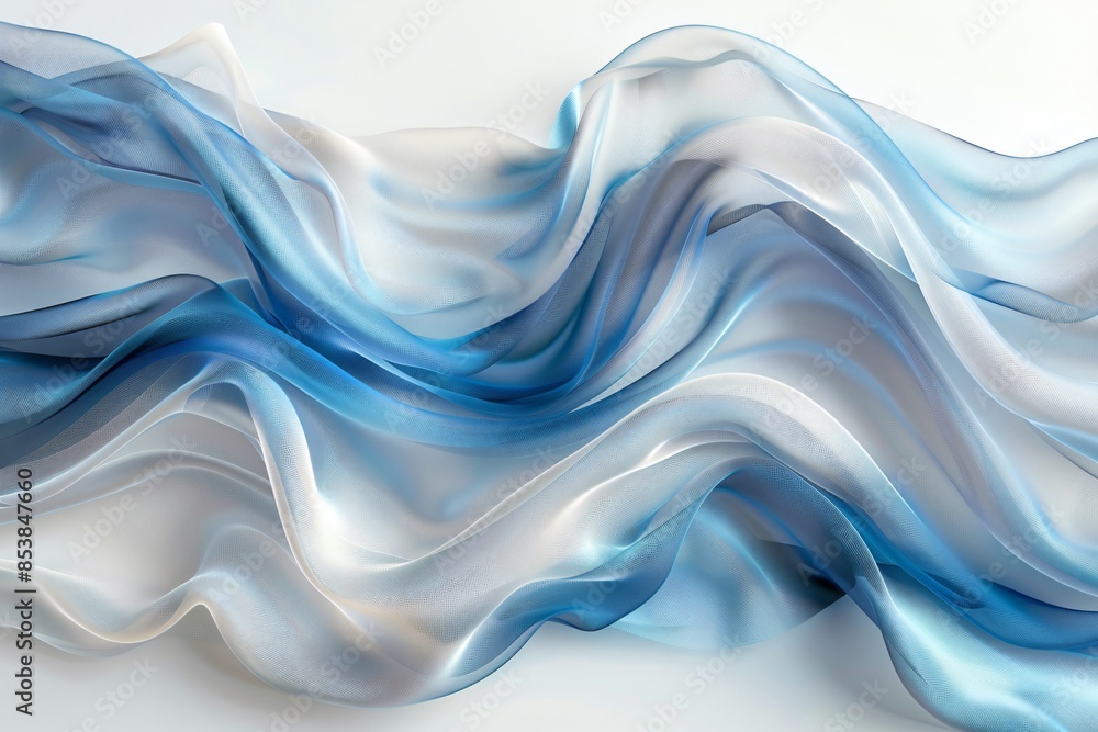 Obraz premium Close up blue white fabric wave